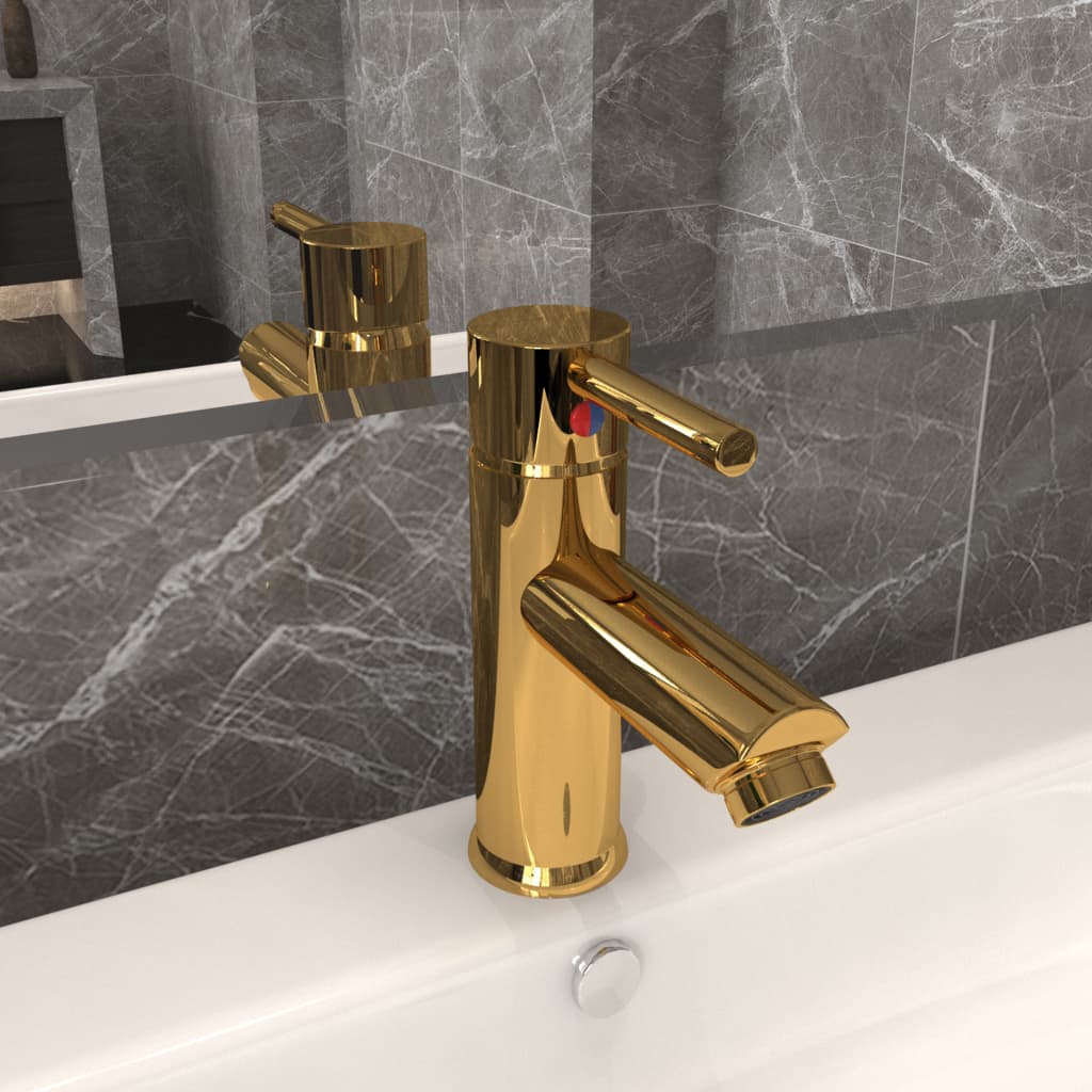 Bathroom Basin Faucet - Gold, Grey, Silver, Chromed Finish, Black - 130 mm