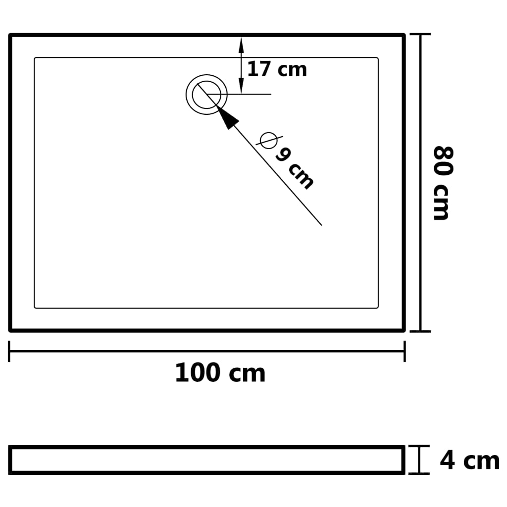 Black Rectangular ABS Shower Base Tray - Bend