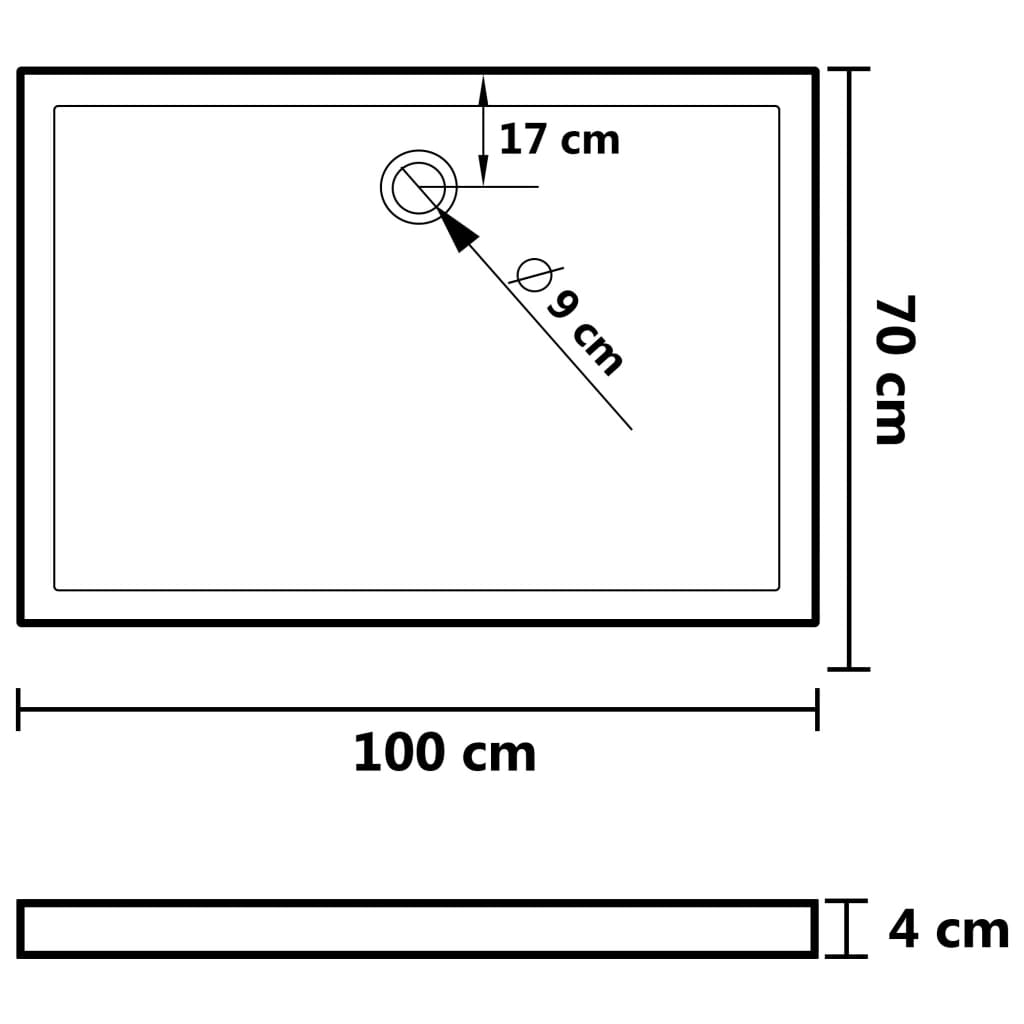 Black Rectangular ABS Shower Base Tray - Bend