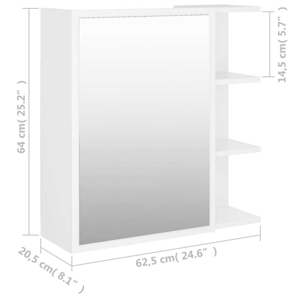 Bathroom Mirror Cabinet White 62.5x20.5x64 cm Engineered Wood - Bend