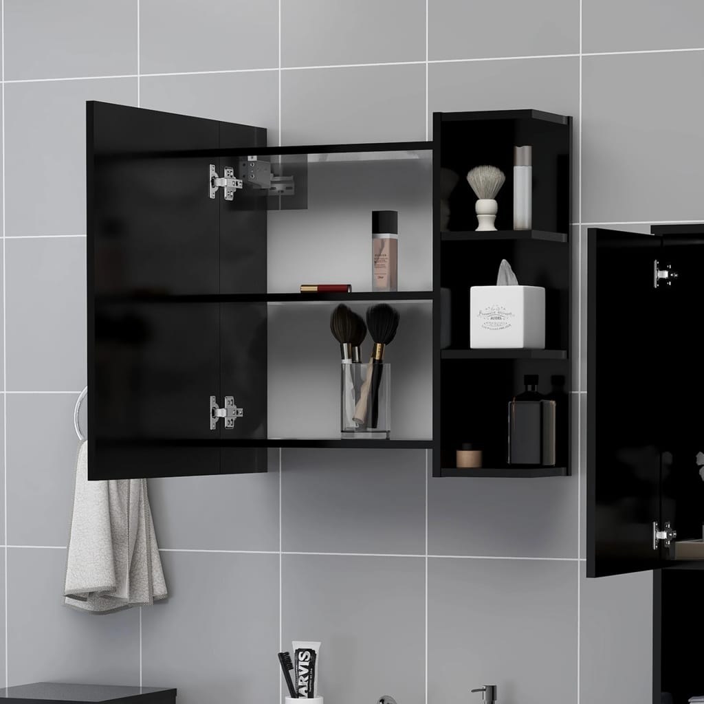 Bathroom Mirror Cabinet Black 62.5x20.5x64 cm Engineered Wood - Bend