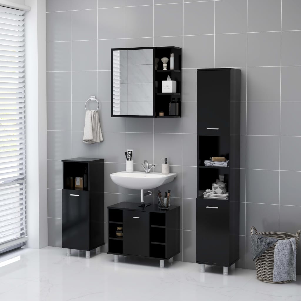 Bathroom Mirror Cabinet Black 62.5x20.5x64 cm Engineered Wood - Bend