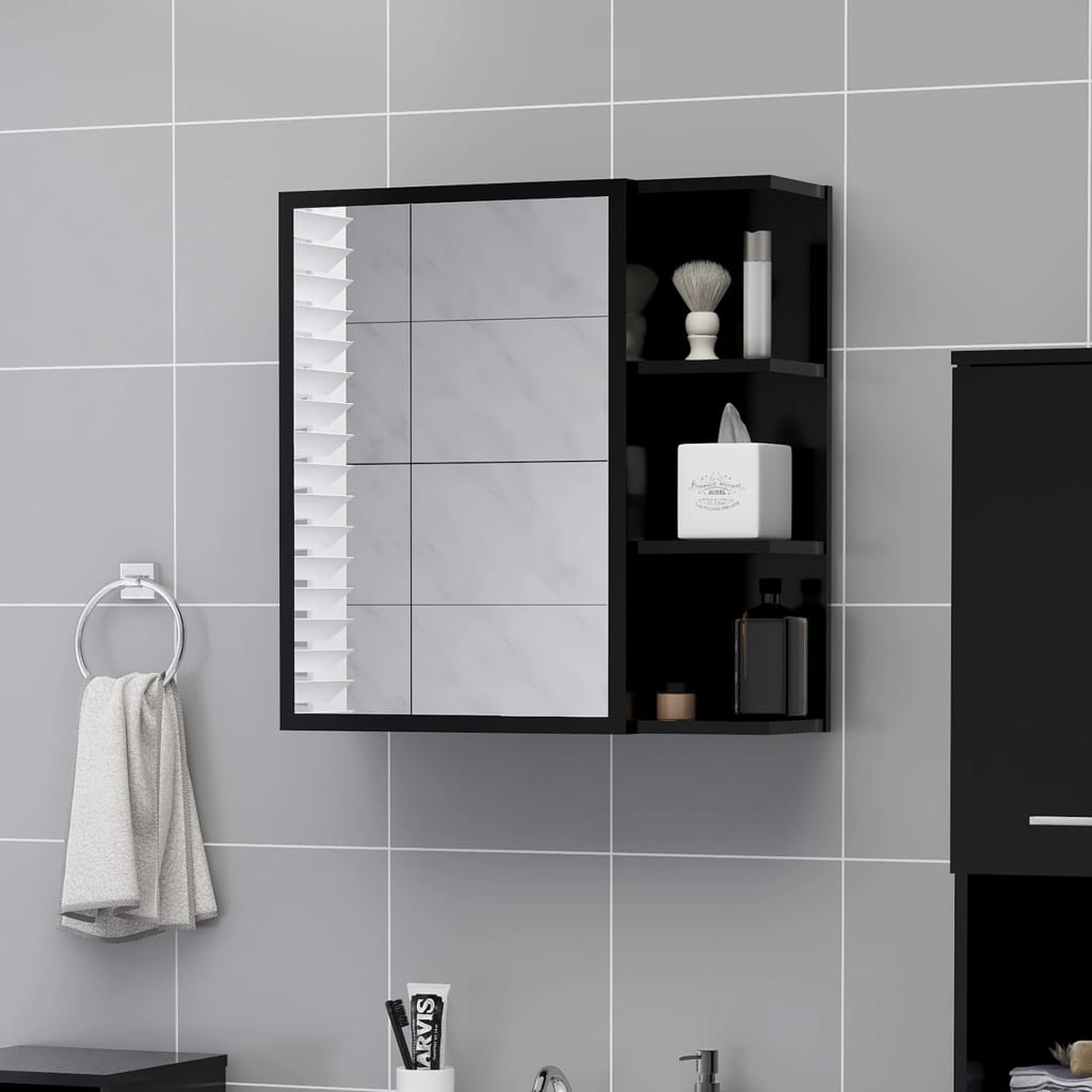 Bathroom Mirror Cabinet Black 62.5x20.5x64 cm Engineered Wood - Bend