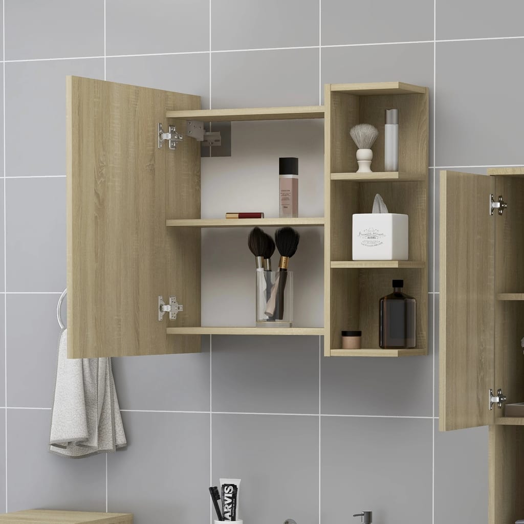 Bathroom Mirror Cabinet Sonoma Oak 62.5x20.5x64 cm Engineered Wood