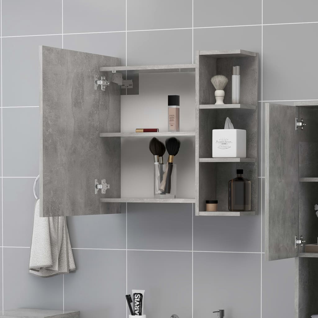 Bathroom Mirror Cabinet Concrete Grey 62.5x20.5x64 cm Engineered Wood - Bend