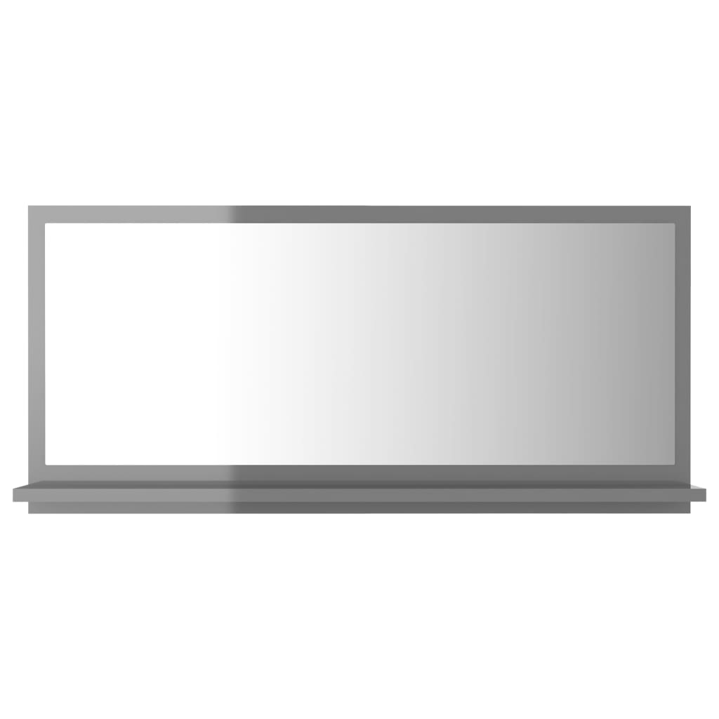 Bathroom Mirror High Gloss Grey 80x10.5x37 cm Engineered Wood - Bend