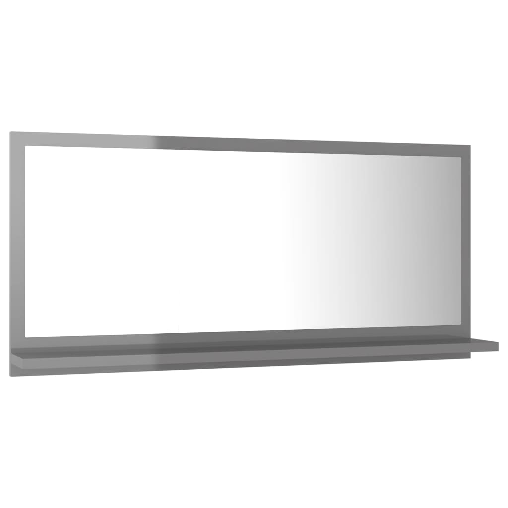 Bathroom Mirror High Gloss Grey 80x10.5x37 cm Engineered Wood - Bend