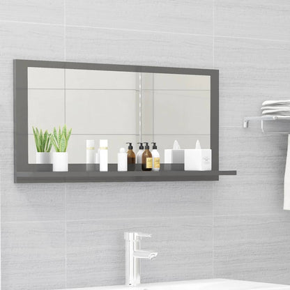 Bathroom Mirror High Gloss Grey 80x10.5x37 cm Engineered Wood - Bend