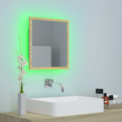 LED Bathroom Mirror Sonoma Oak 40x8.5x37 cm Acrylic