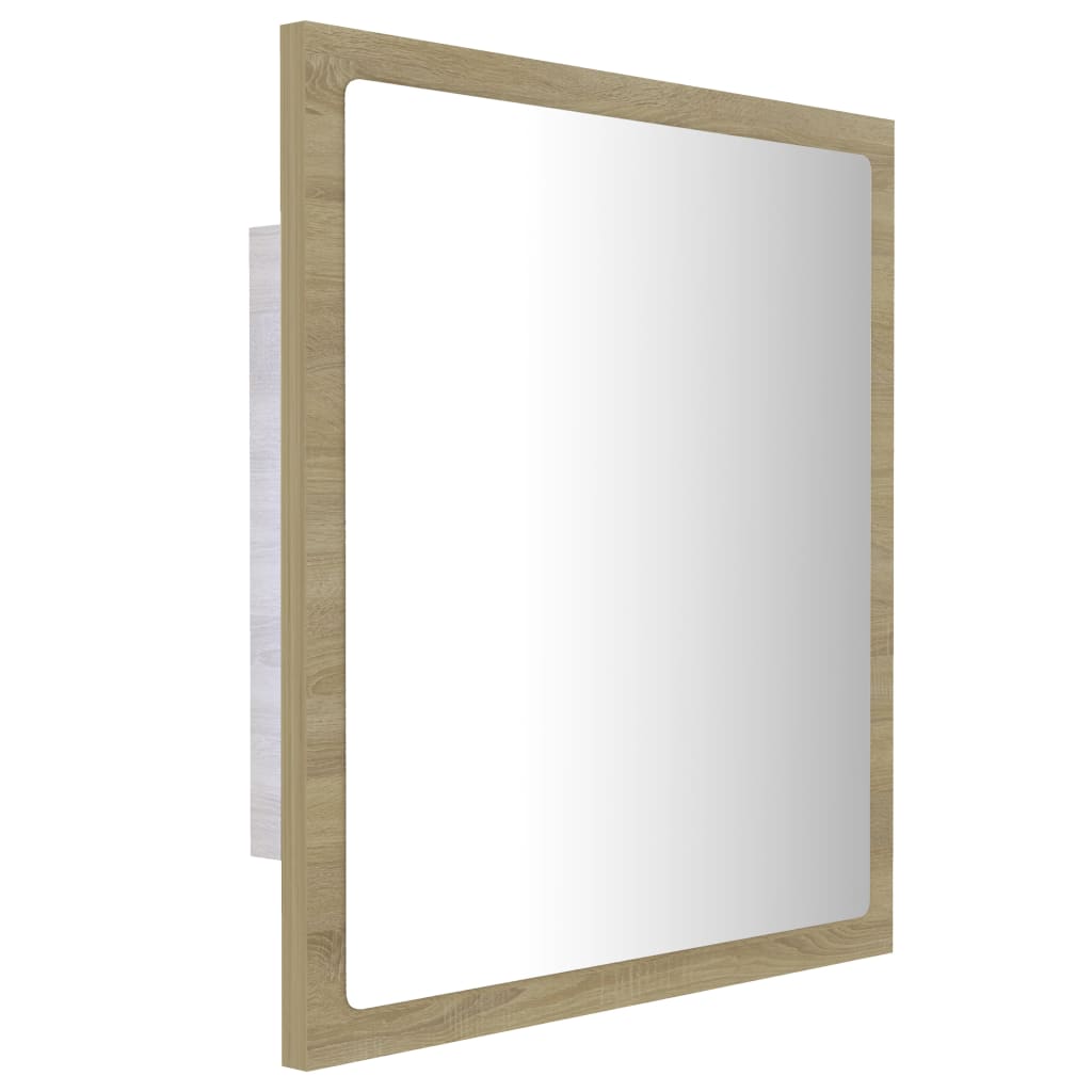 LED Bathroom Mirror Sonoma Oak 40x8.5x37 cm Acrylic