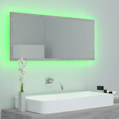 LED Bathroom Mirror Concrete Grey 100x8.5x37 cm Acrylic