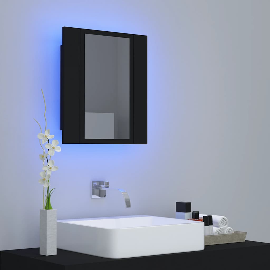 LED Bathroom Mirror Cabinet Black 40x12x45 cm Acrylic