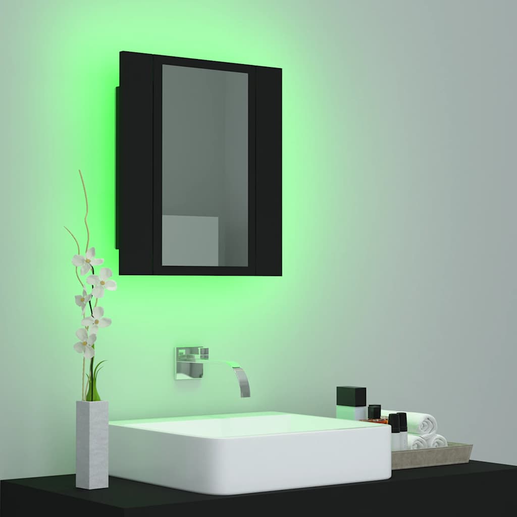 LED Bathroom Mirror Cabinet Black 40x12x45 cm Acrylic