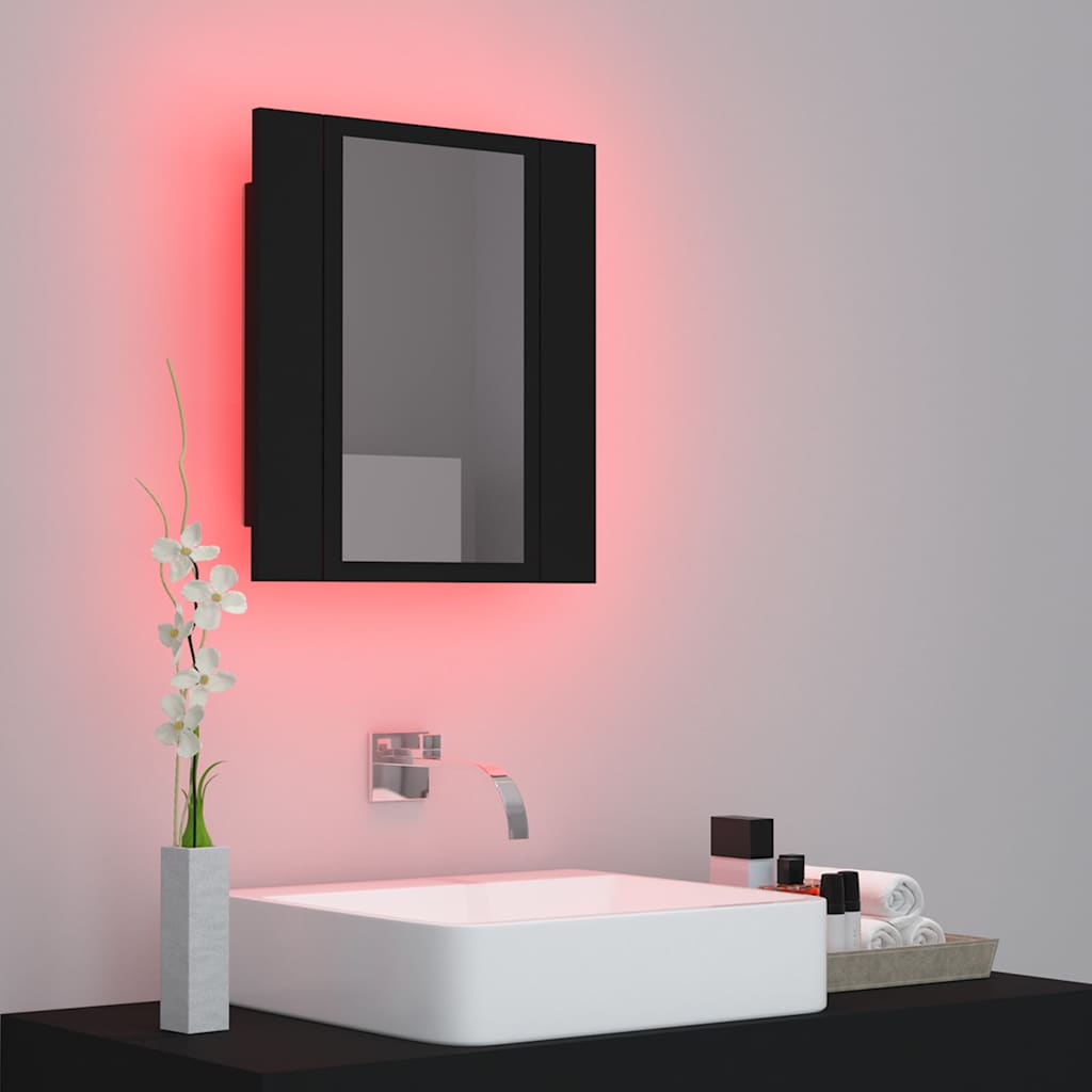 LED Bathroom Mirror Cabinet Black 40x12x45 cm Acrylic