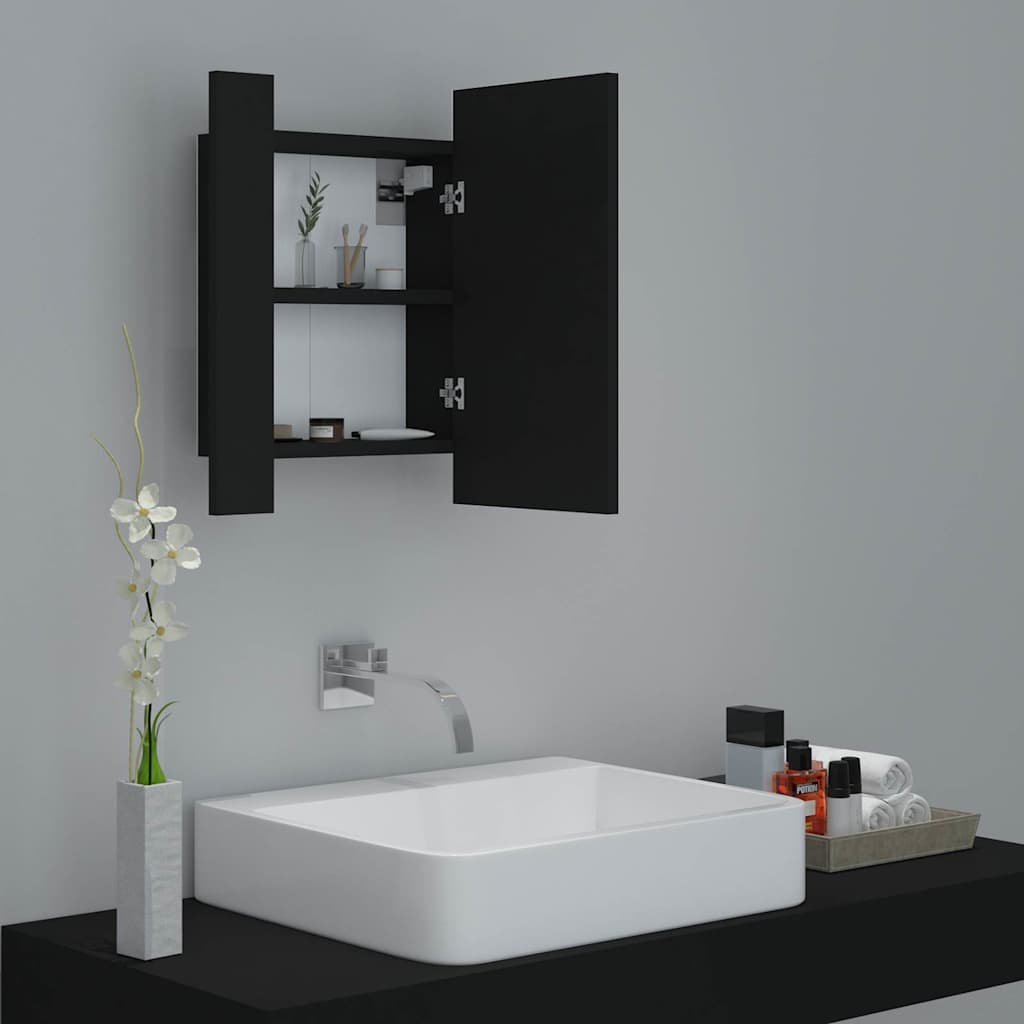 LED Bathroom Mirror Cabinet Black 40x12x45 cm Acrylic