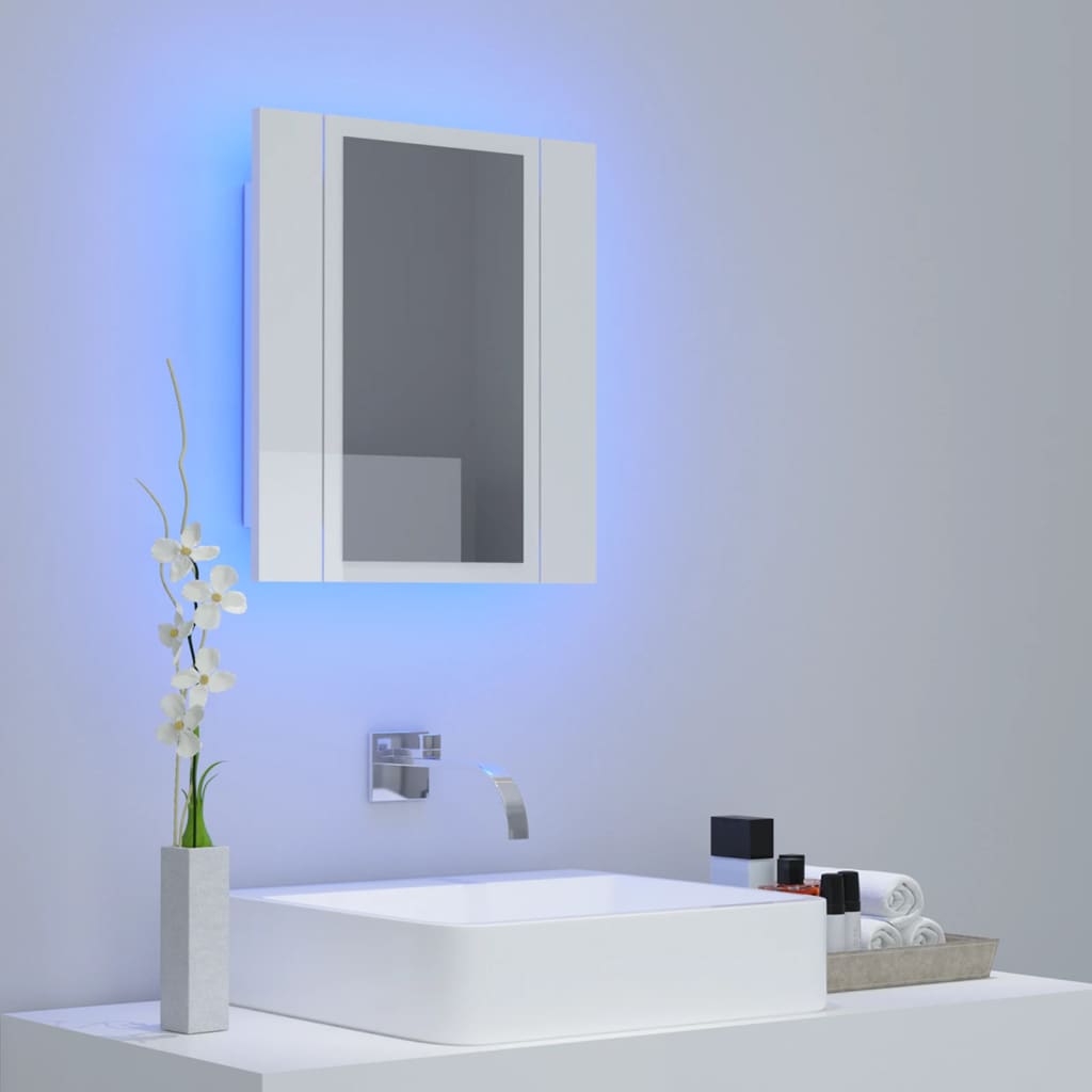 LED Bathroom Mirror Cabinet High Gloss White 40x12x45 cm Acrylic - Bend