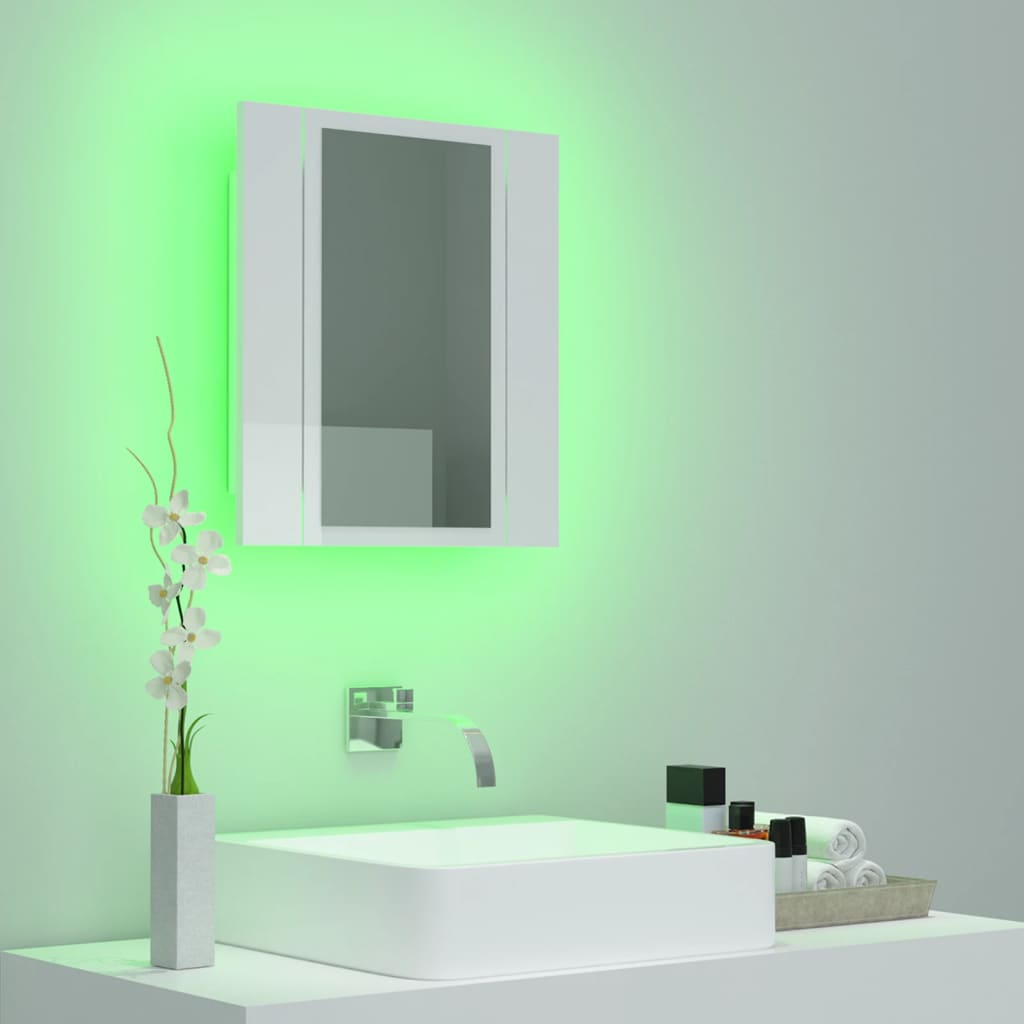 LED Bathroom Mirror Cabinet High Gloss White 40x12x45 cm Acrylic - Bend