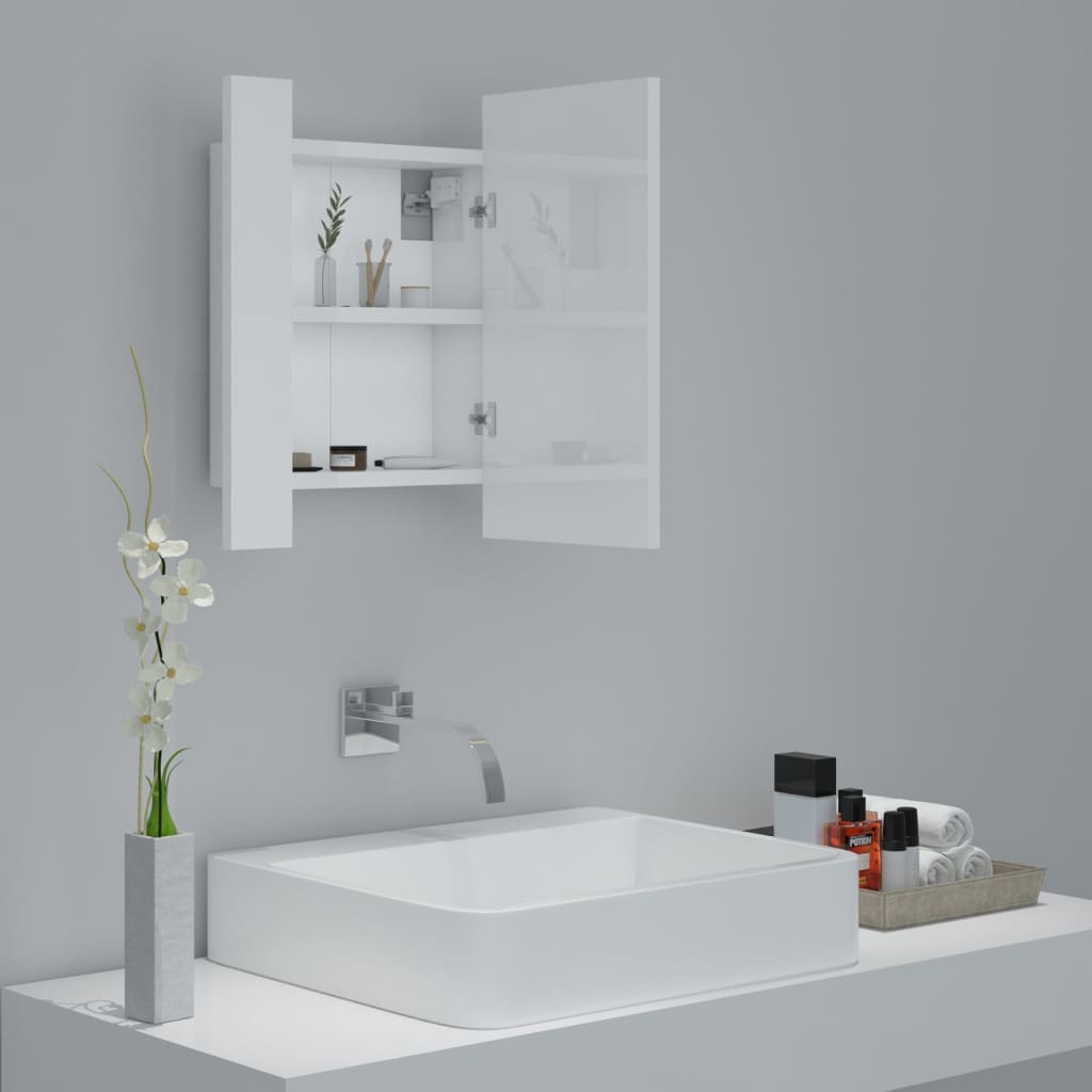 LED Bathroom Mirror Cabinet High Gloss White 40x12x45 cm Acrylic - Bend