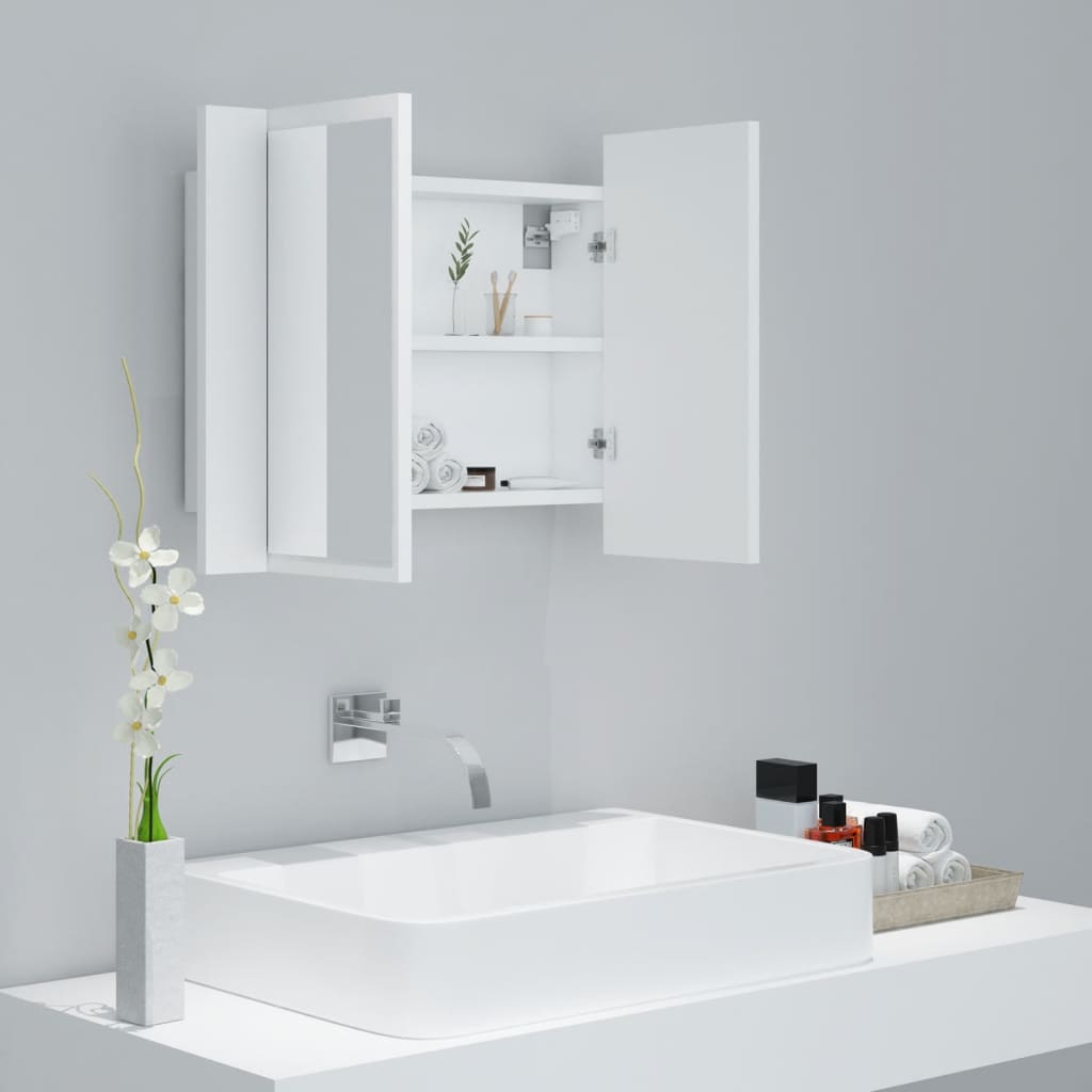 LED Bathroom Mirror Cabinet White 60x12x45 cm Acrylic - Bend