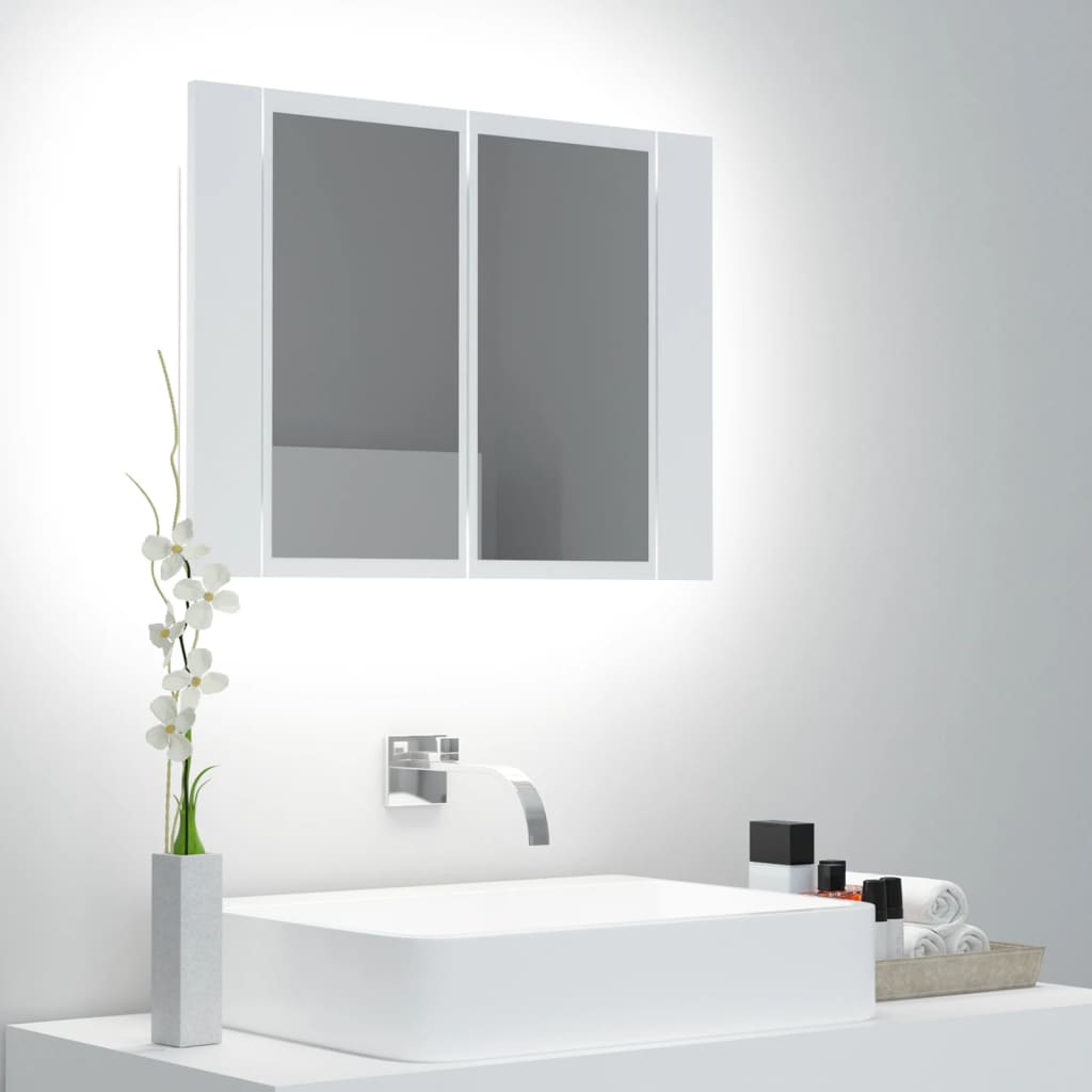 LED Bathroom Mirror Cabinet White 60x12x45 cm Acrylic - Bend