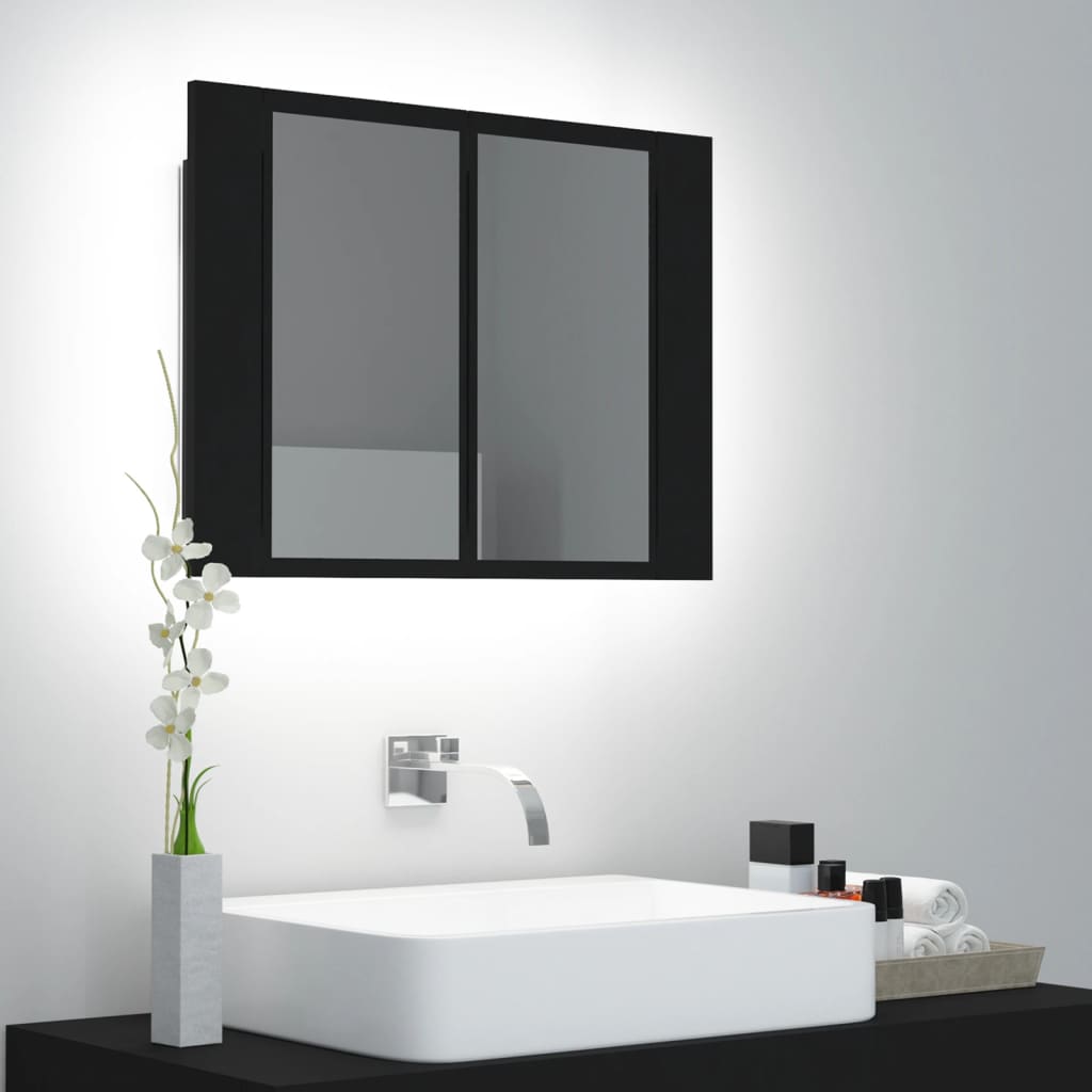 LED Bathroom Mirror Cabinet Black 60x12x45 cm Acrylic - Bend