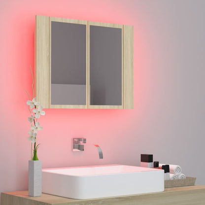 LED Bathroom Mirror Cabinet Sonoma Oak 60x12x45 cm Acrylic - Bend