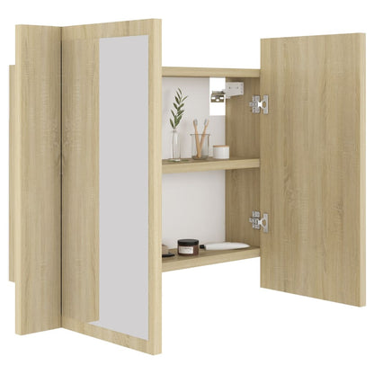 LED Bathroom Mirror Cabinet Sonoma Oak 60x12x45 cm Acrylic - Bend