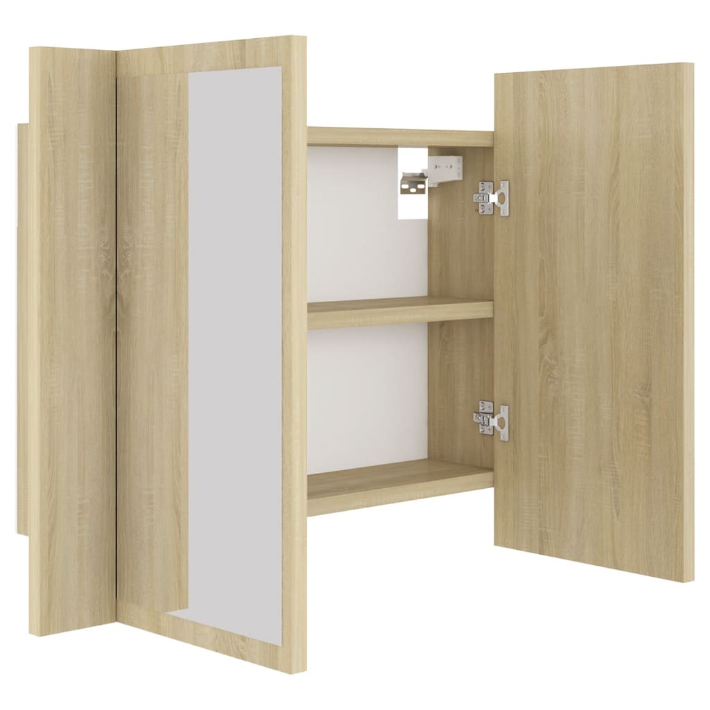 LED Bathroom Mirror Cabinet Sonoma Oak 60x12x45 cm Acrylic - Bend