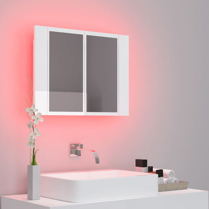 LED Bathroom Mirror Cabinet High Gloss White 60x12x45 cm Acrylic