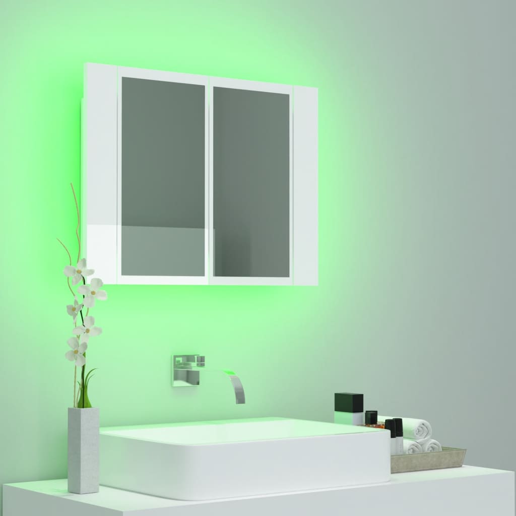 LED Bathroom Mirror Cabinet High Gloss White 60x12x45 cm Acrylic