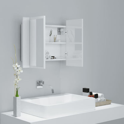 LED Bathroom Mirror Cabinet High Gloss White 60x12x45 cm Acrylic