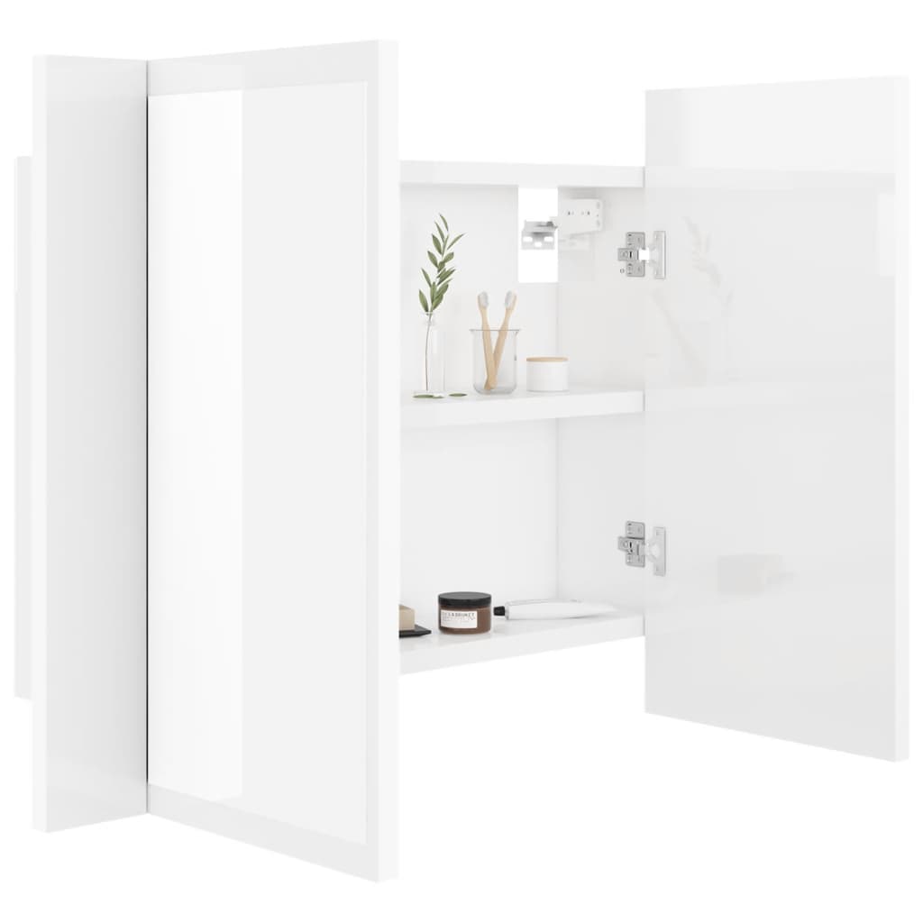 LED Bathroom Mirror Cabinet High Gloss White 60x12x45 cm Acrylic