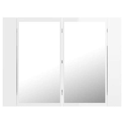 LED Bathroom Mirror Cabinet High Gloss White 60x12x45 cm Acrylic