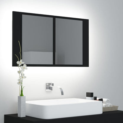 LED Bathroom Mirror Cabinet Black 80x12x45 cm Acrylic - Bend