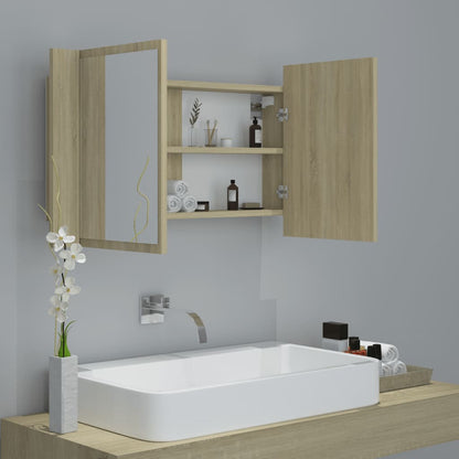 LED Bathroom Mirror Cabinet Sonoma Oak 80x12x45 cm Acrylic