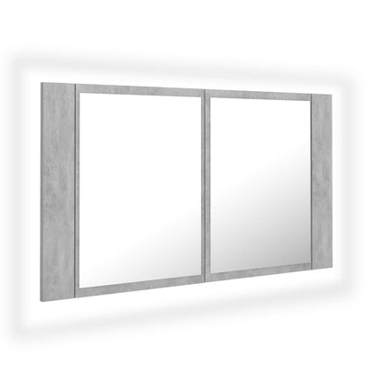 LED Bathroom Mirror Cabinet Concrete Grey 80x12x45 cm Acrylic - Bend