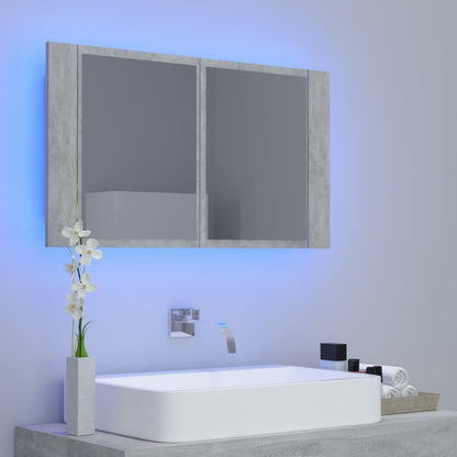 LED Bathroom Mirror Cabinet Concrete Grey 80x12x45 cm Acrylic - Bend