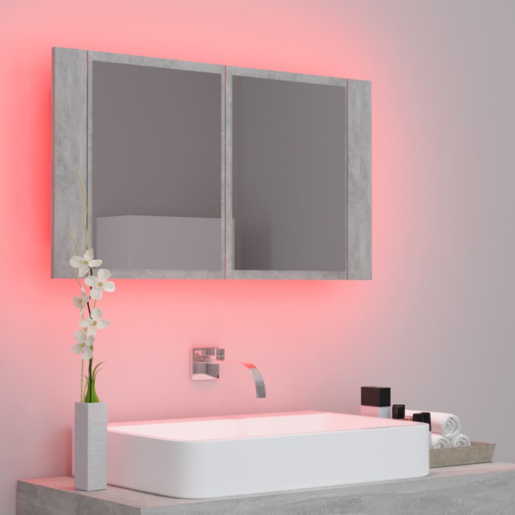 LED Bathroom Mirror Cabinet Concrete Grey 80x12x45 cm Acrylic - Bend