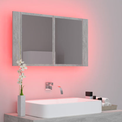 LED Bathroom Mirror Cabinet Concrete Grey 80x12x45 cm Acrylic - Bend