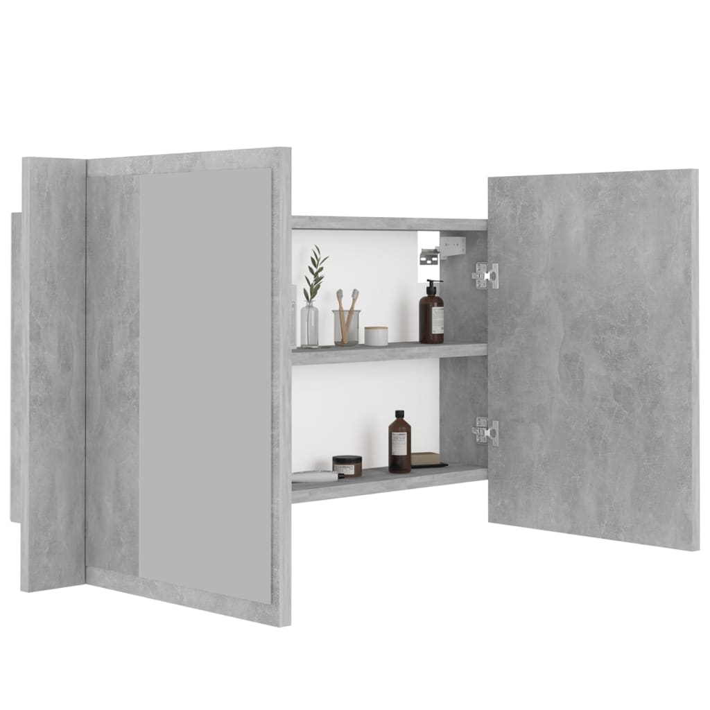 LED Bathroom Mirror Cabinet Concrete Grey 80x12x45 cm Acrylic - Bend