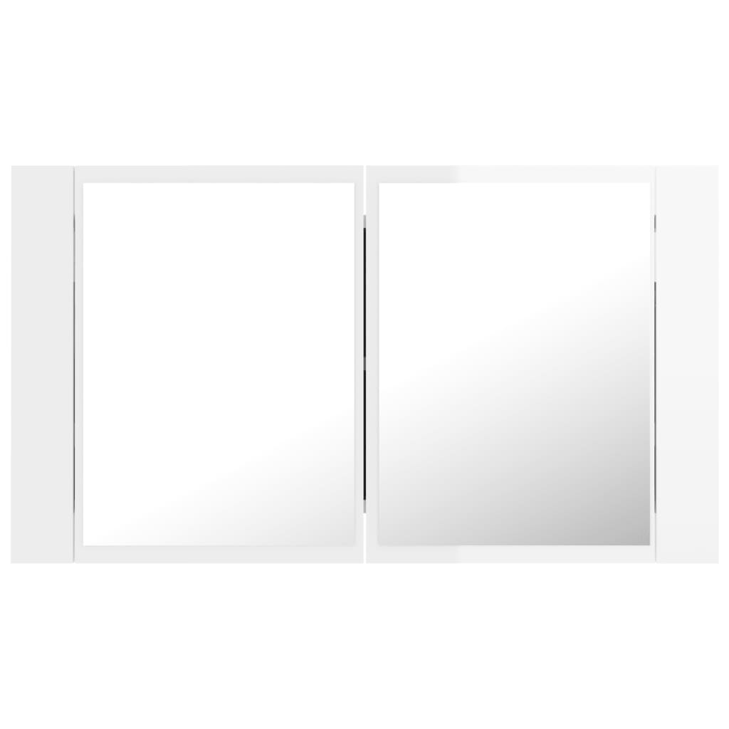 LED Bathroom Mirror Cabinet High Gloss White 80x12x45 cm Acrylic - Bend