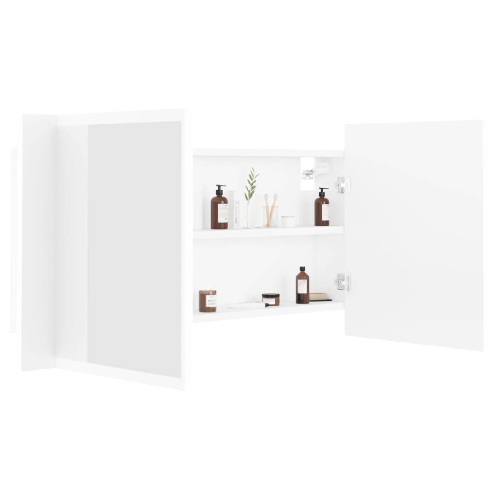 LED Bathroom Mirror Cabinet White 90x12x45 cm Acrylic - Bend