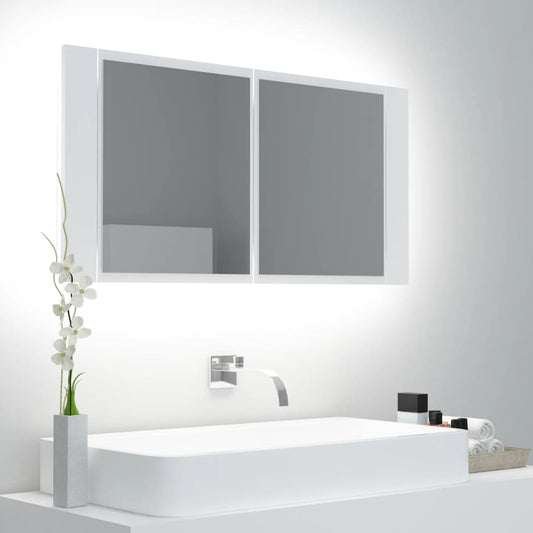 LED Bathroom Mirror Cabinet White 90x12x45 cm Acrylic - Bend