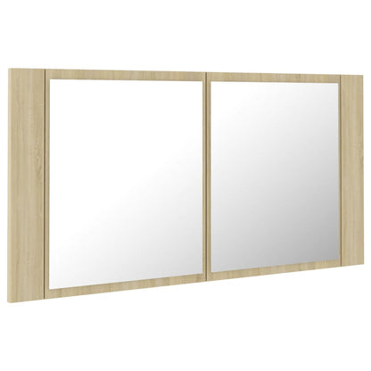 LED Bathroom Mirror Cabinet Sonoma Oak 90x12x45 cm Acrylic - Bend