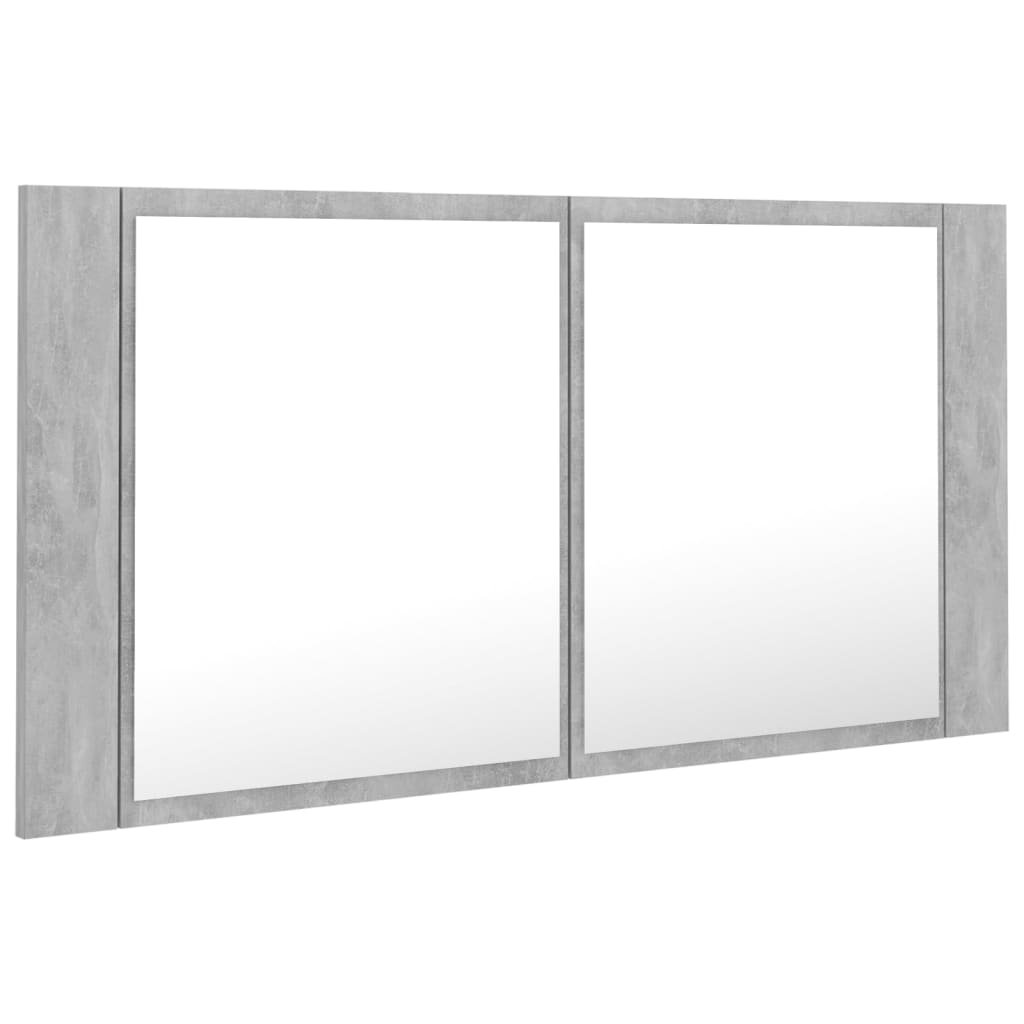 LED Bathroom Mirror Cabinet Concrete Grey 90x12x45 cm Acrylic - Bend