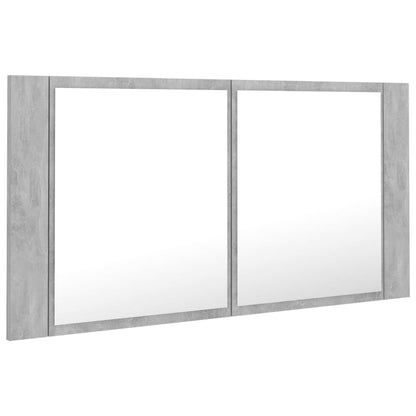 LED Bathroom Mirror Cabinet Concrete Grey 90x12x45 cm Acrylic - Bend