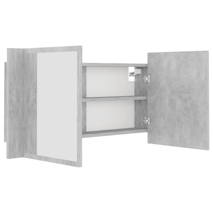 LED Bathroom Mirror Cabinet Concrete Grey 90x12x45 cm Acrylic - Bend