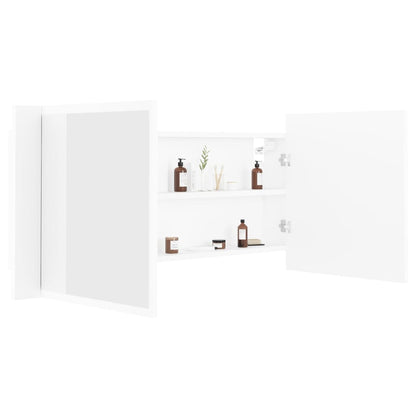 LED Bathroom Mirror Cabinet White 100x12x45 cm Acrylic - Bend