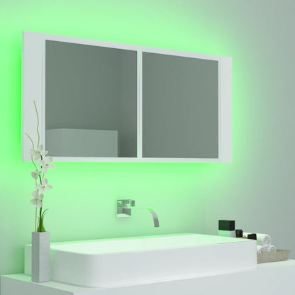 LED Bathroom Mirror Cabinet White 100x12x45 cm Acrylic - Bend