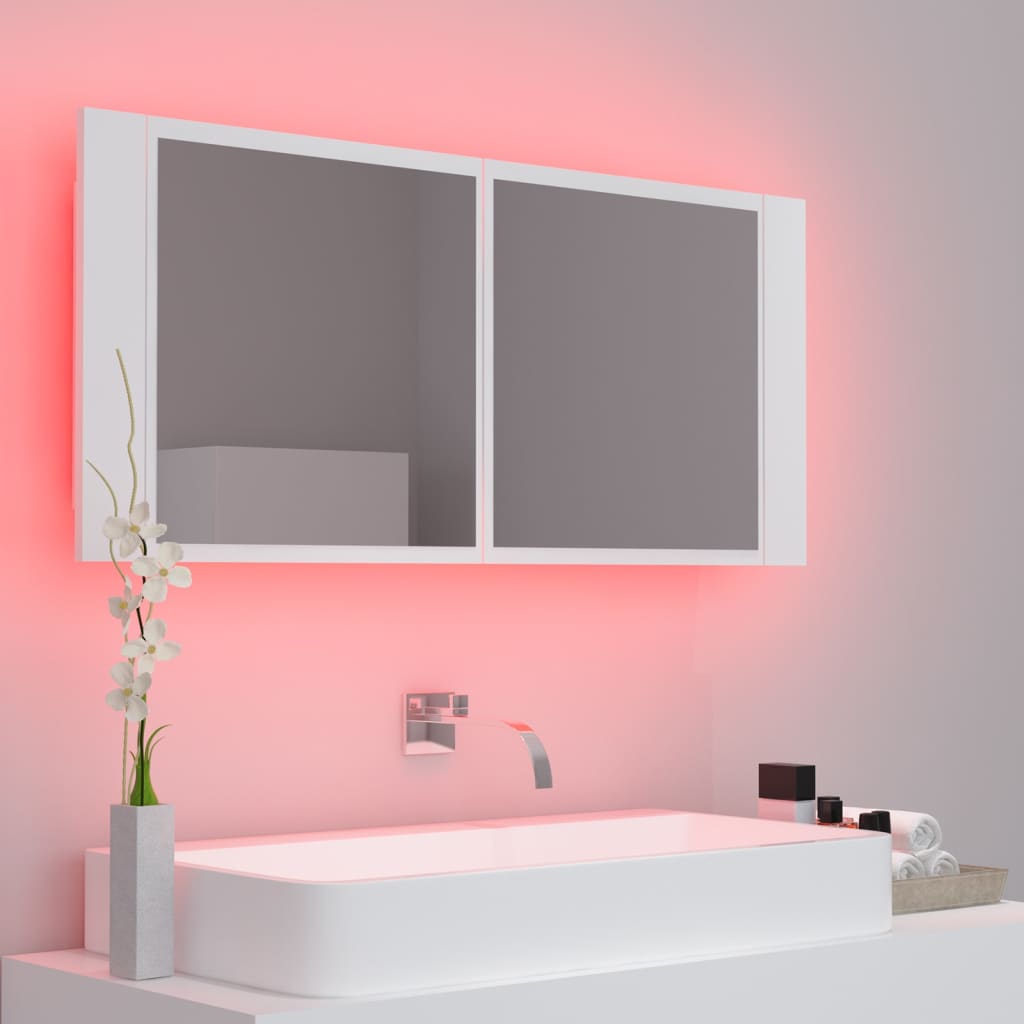 LED Bathroom Mirror Cabinet White 100x12x45 cm Acrylic - Bend